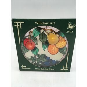 New AMIA Window Art Hand Painted Glass Suncatcher Featuring Fruit